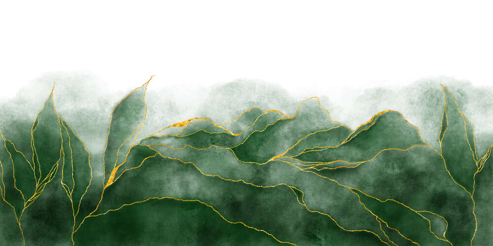 картина-постер Дымная абстракция зеленых листьев