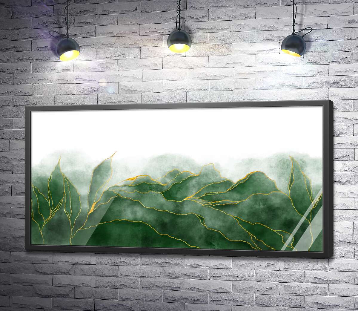 постер Дымная абстракция зеленых листьев