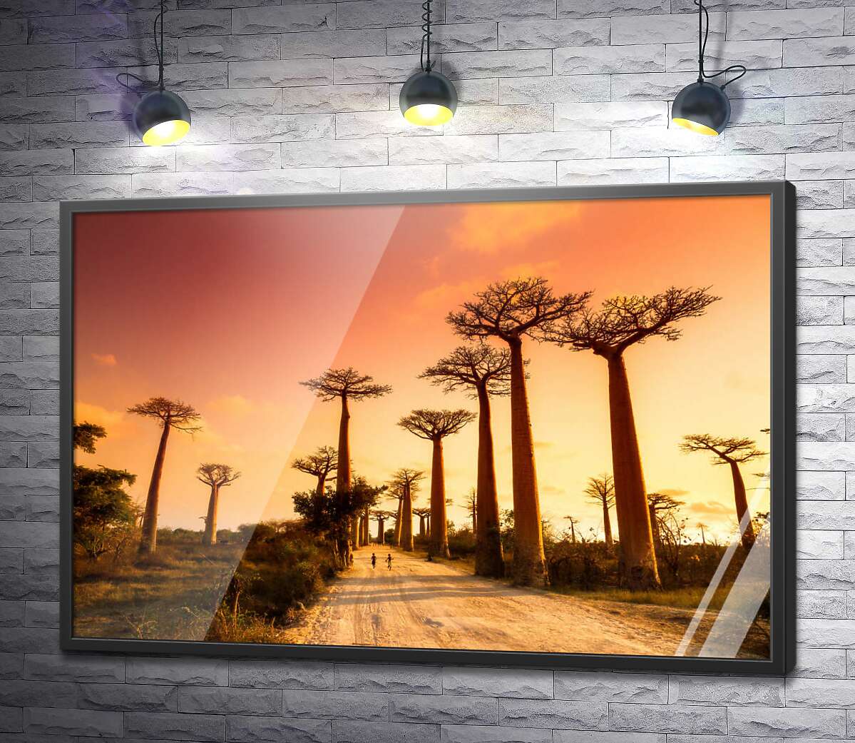 постер Закатное небо над аллеей баобабов на Мадагаскаре