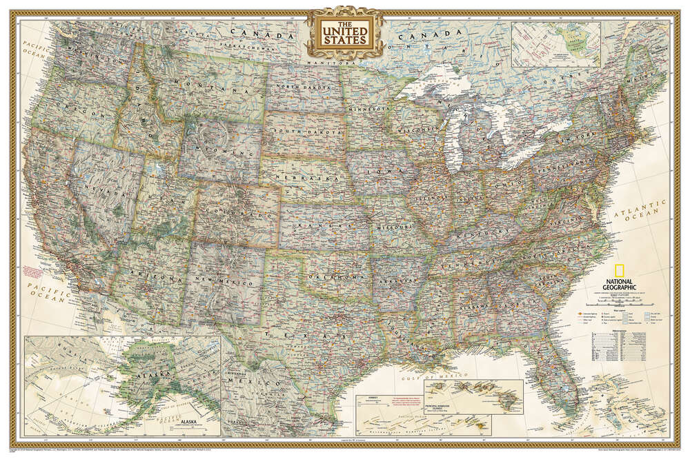 картина-постер Винтажная карта США