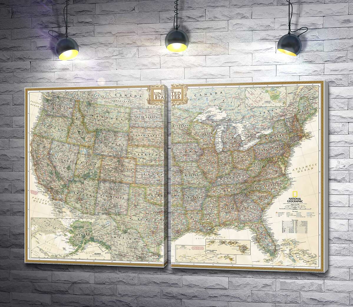 модульна картина Вінтажна карта США