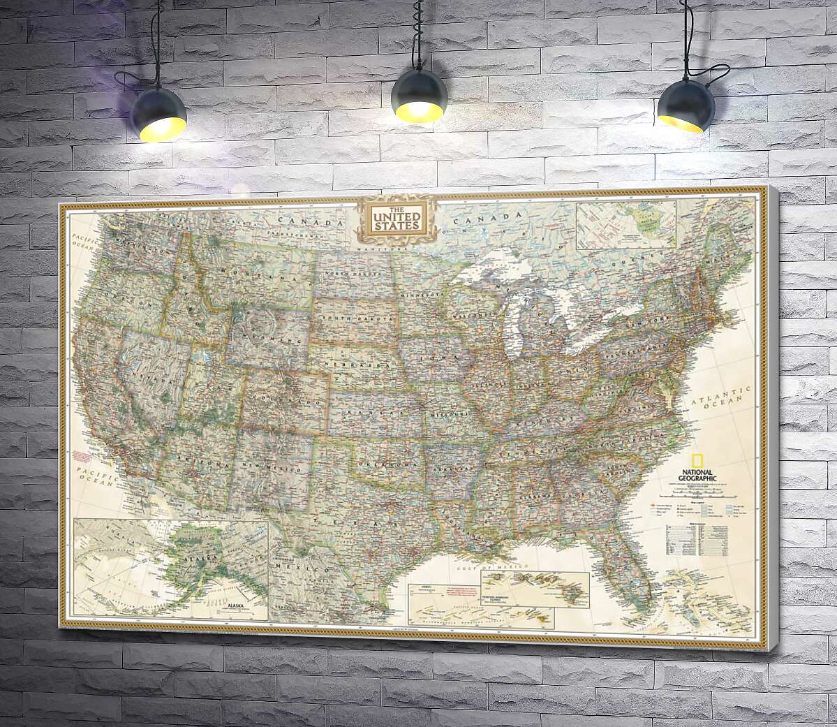 картина Винтажная карта США