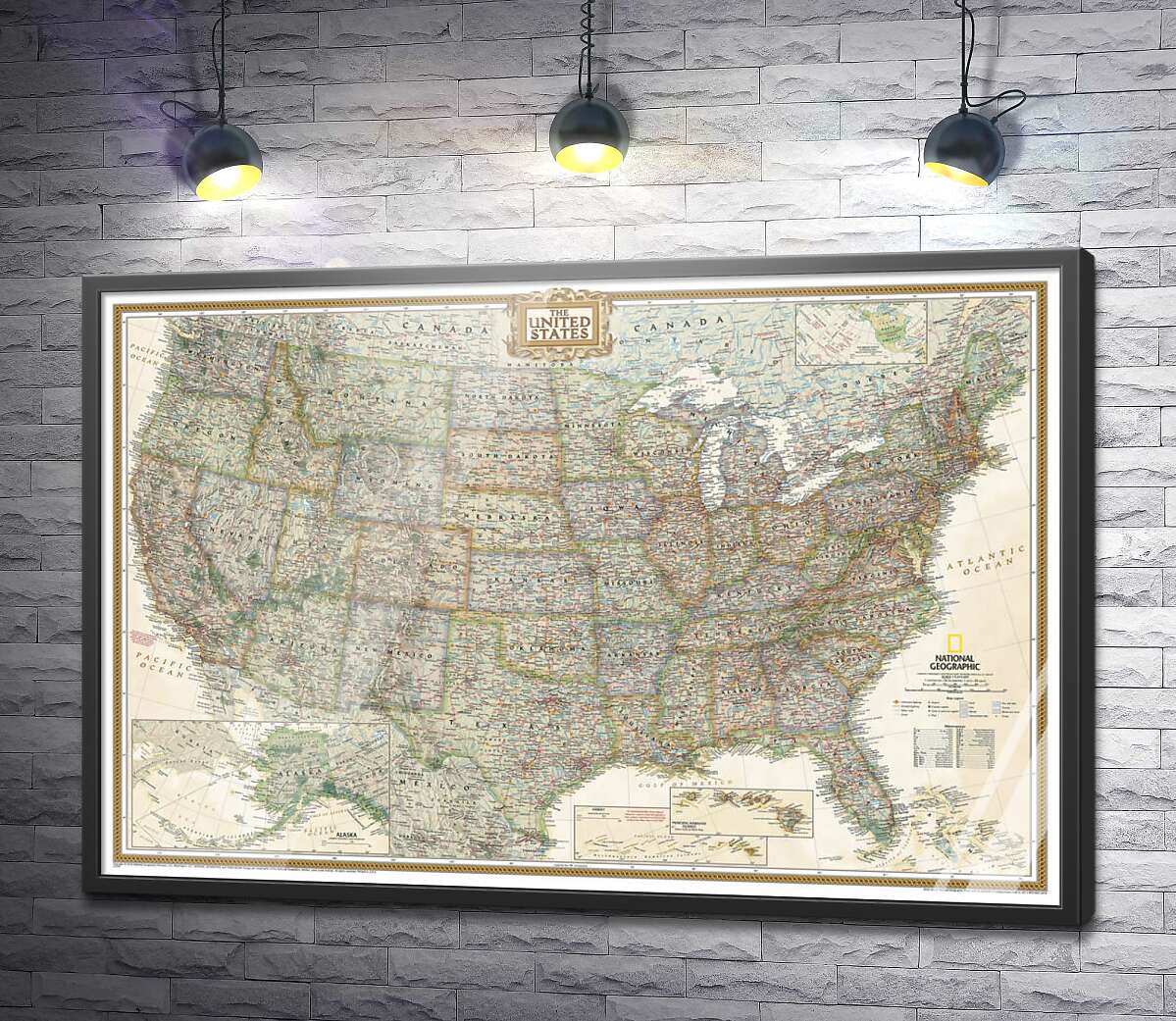 постер Вінтажна карта США