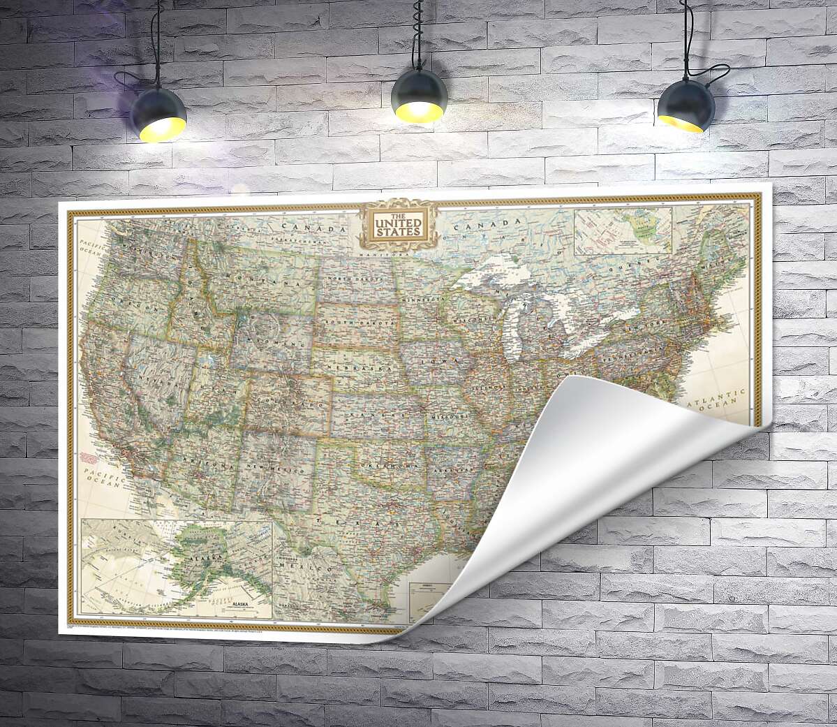 друк Вінтажна карта США