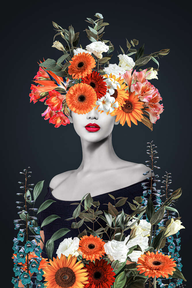 картина-постер Дівчина з квітами на голові