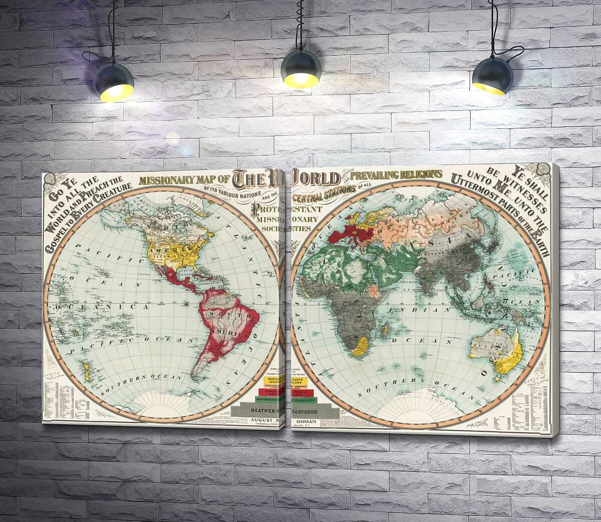 модульна картина Старовинна місіонерська карта світу