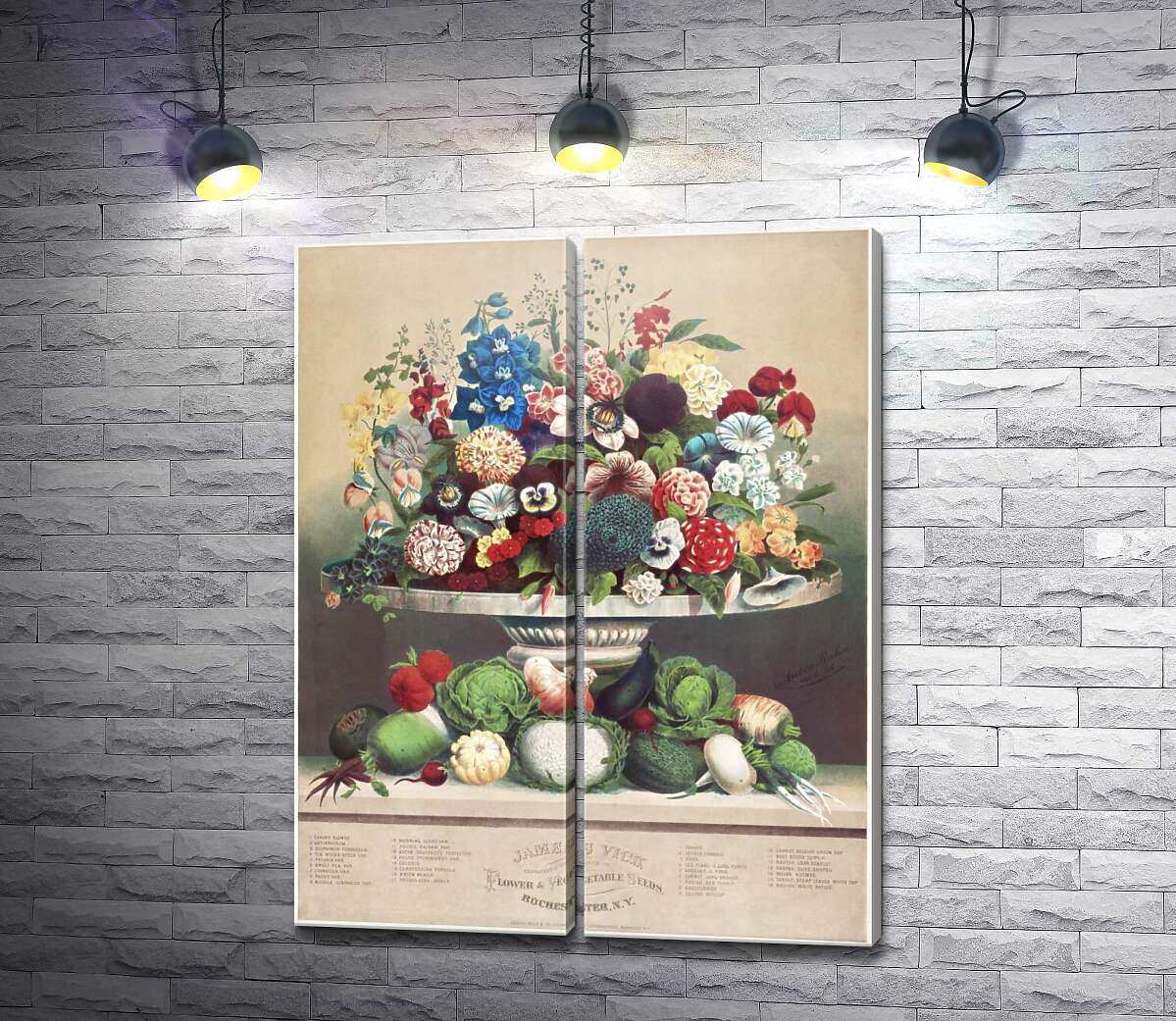 модульна картина Дивовижний натюрморт з квітів і овочів