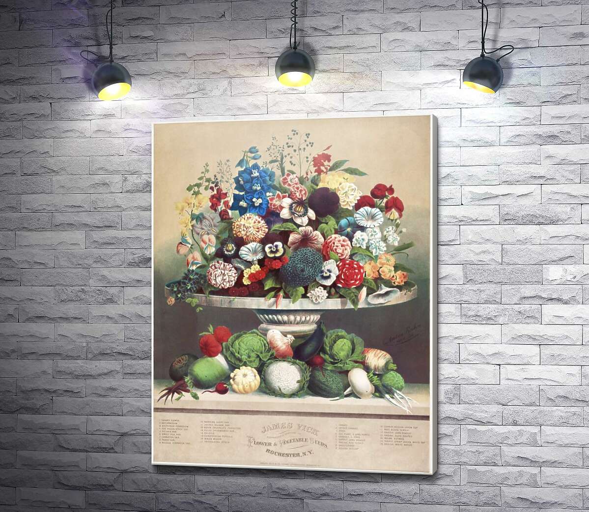 картина Дивовижний натюрморт з квітів і овочів