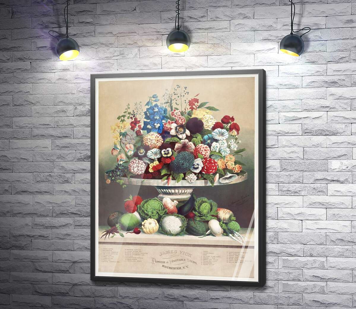 постер Дивовижний натюрморт з квітів і овочів