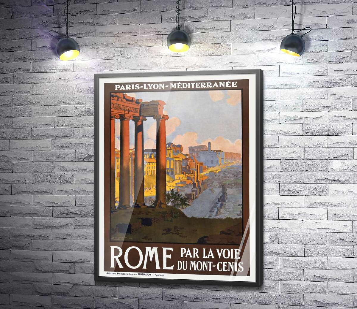постер Винтажный туристический плакат Рим-Лион-Средиземноморье