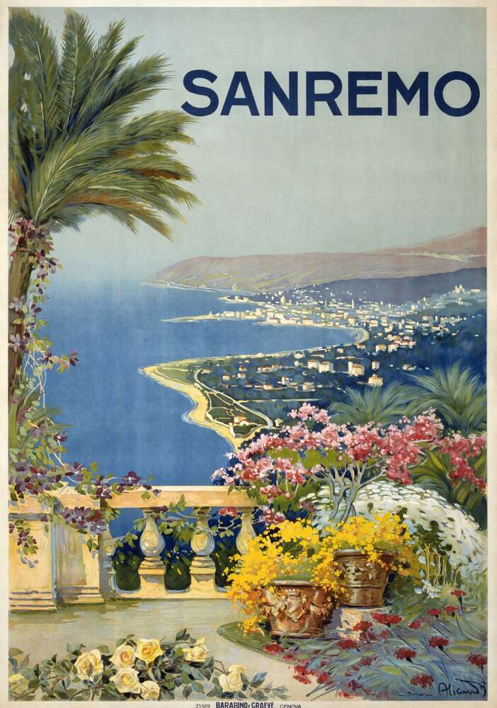 картина-постер Плакат с красивыми видами Сан-Ремо