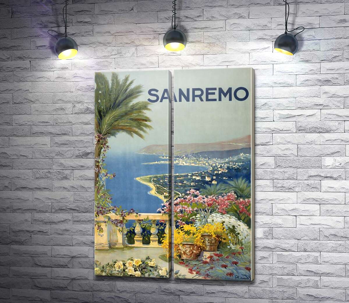 модульная картина Плакат с красивыми видами Сан-Ремо