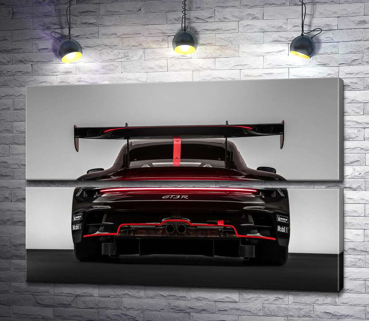 модульна картина Чорний автомобіль Porsche 911 GT3 R (Модуль №7)