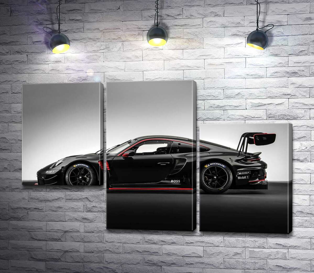 модульна картина Чорний спорткар Porsche 911 GT3 R (Модуль №13)