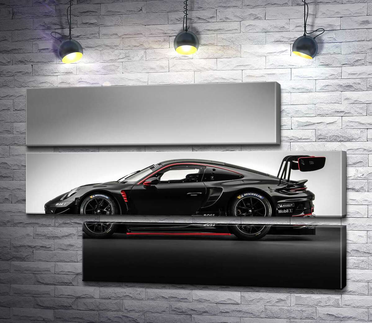 модульна картина Чорний спорткар Porsche 911 GT3 R (Модуль №16)