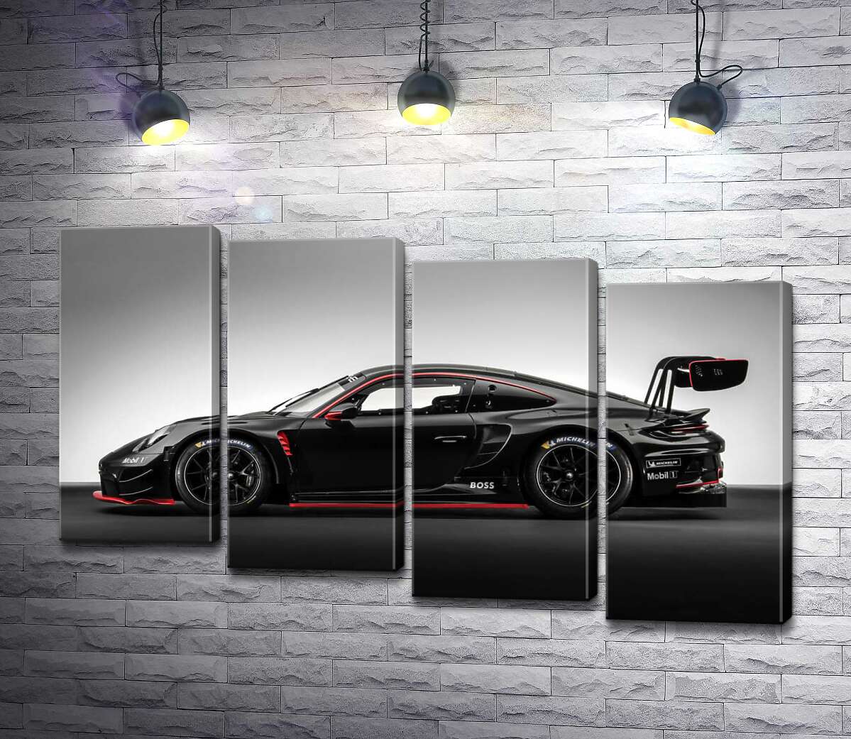 модульна картина Чорний спорткар Porsche 911 GT3 R (Модуль №19)