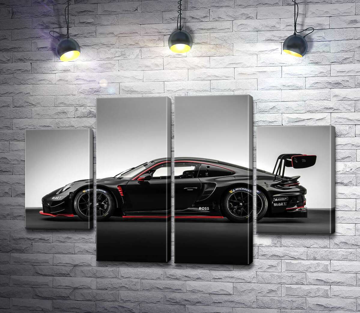 модульная картина Черный спорткар Porsche 911 GT3 R (Модуль №20)