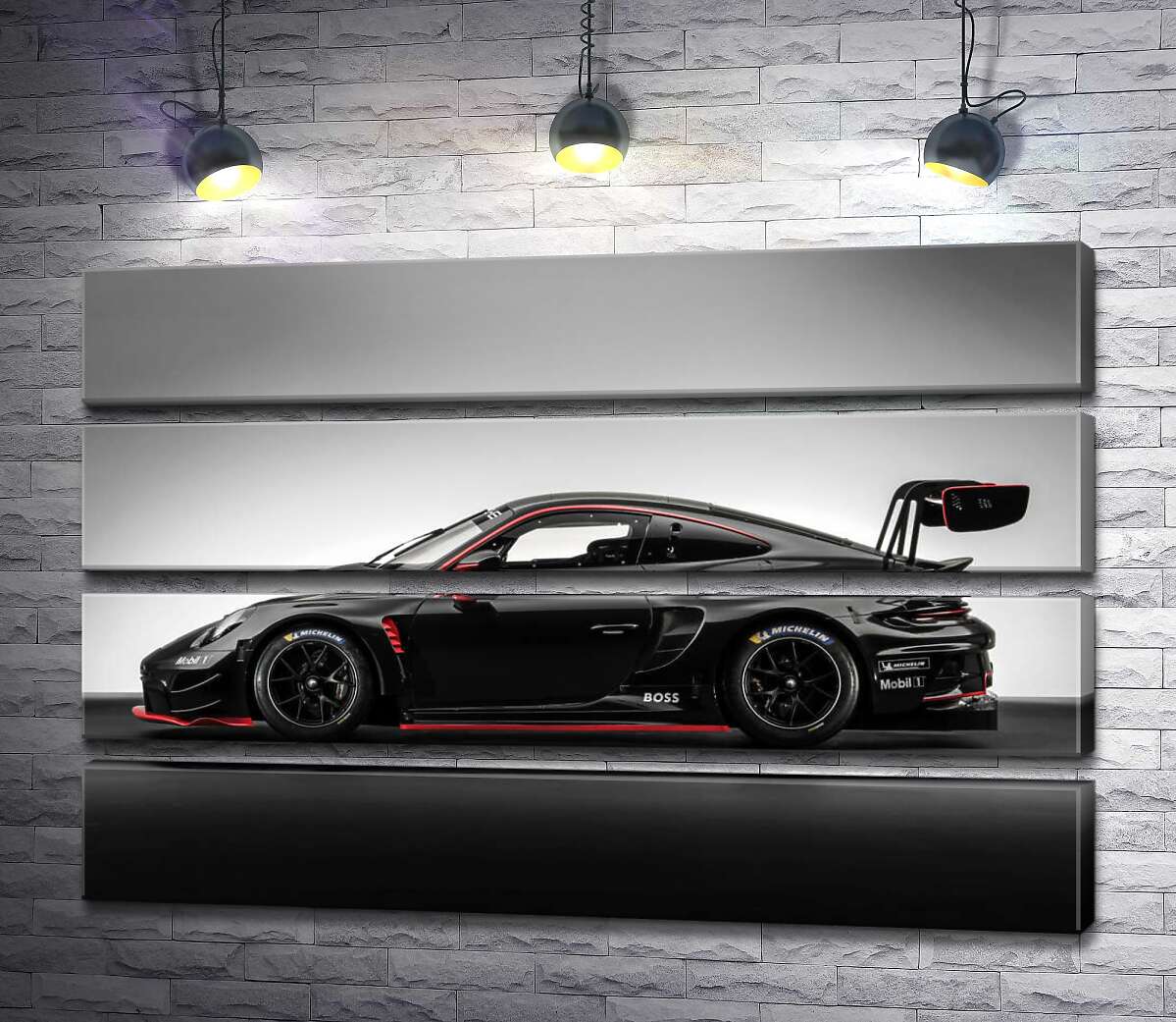модульная картина Черный спорткар Porsche 911 GT3 R (Модуль №22)