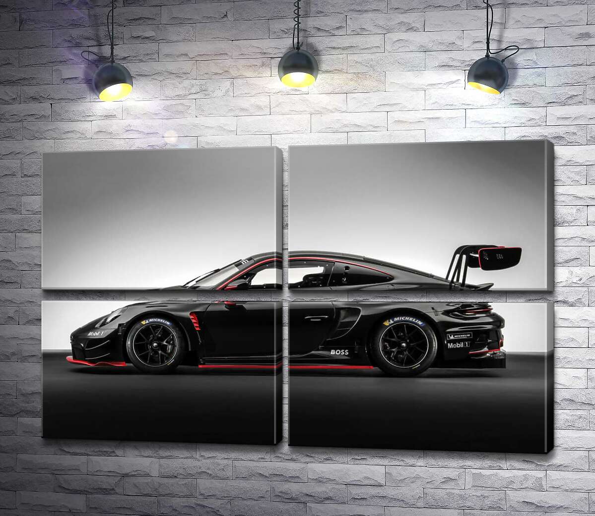 модульна картина Чорний спорткар Porsche 911 GT3 R (Модуль №25)