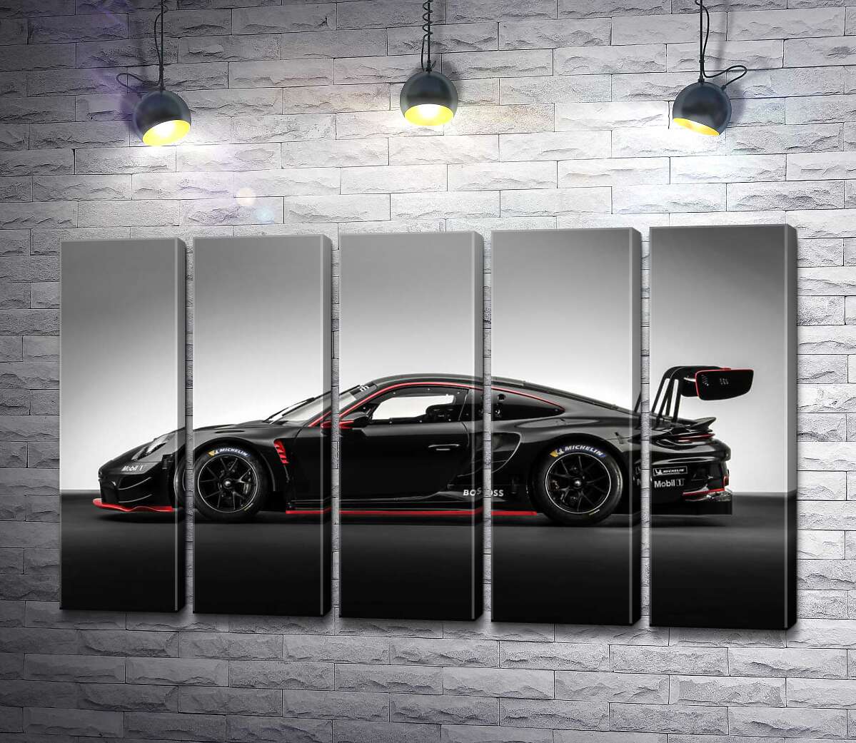 модульна картина Чорний спорткар Porsche 911 GT3 R (Модуль №26)