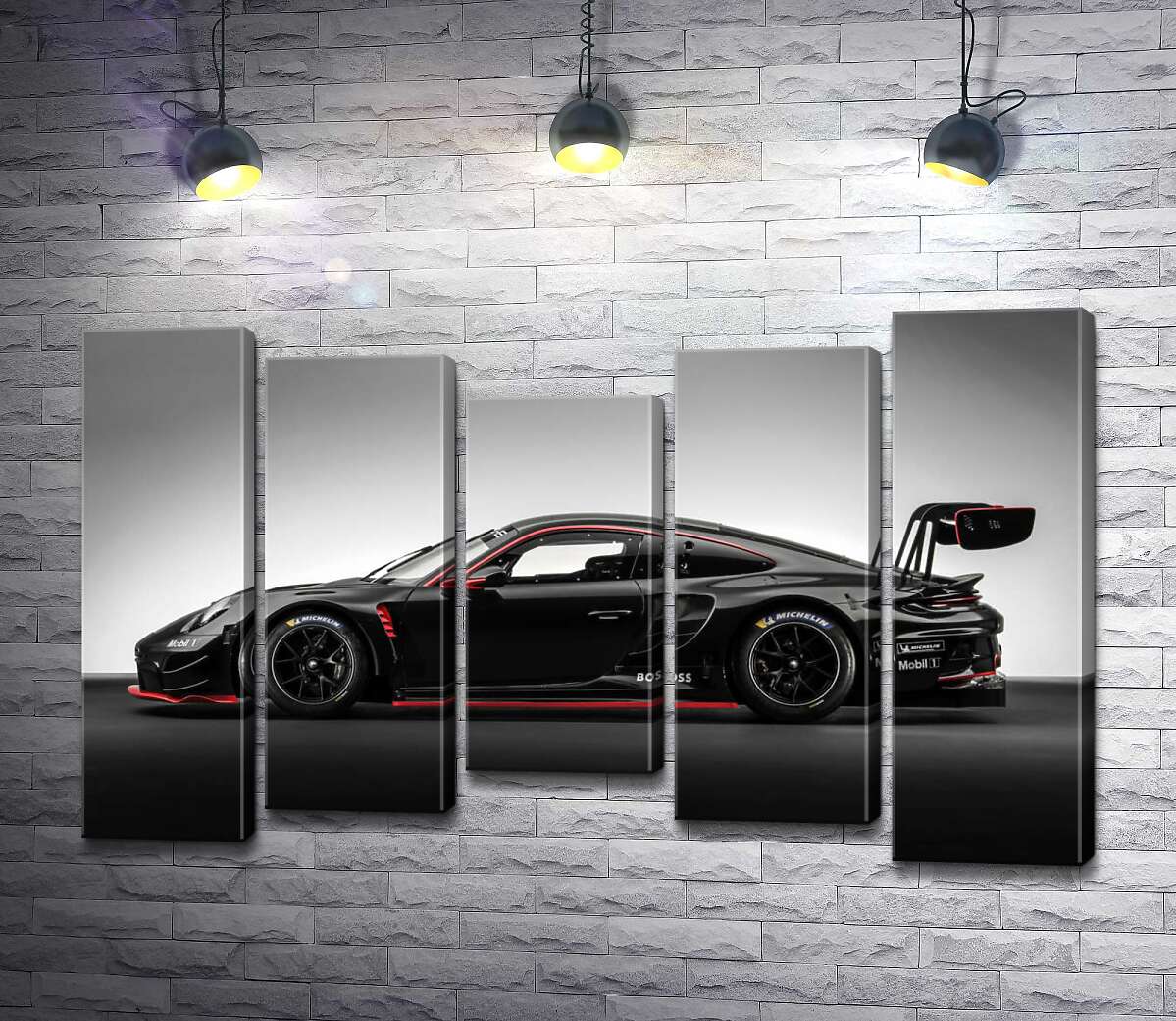 модульная картина Черный спорткар Porsche 911 GT3 R (Модуль №27)