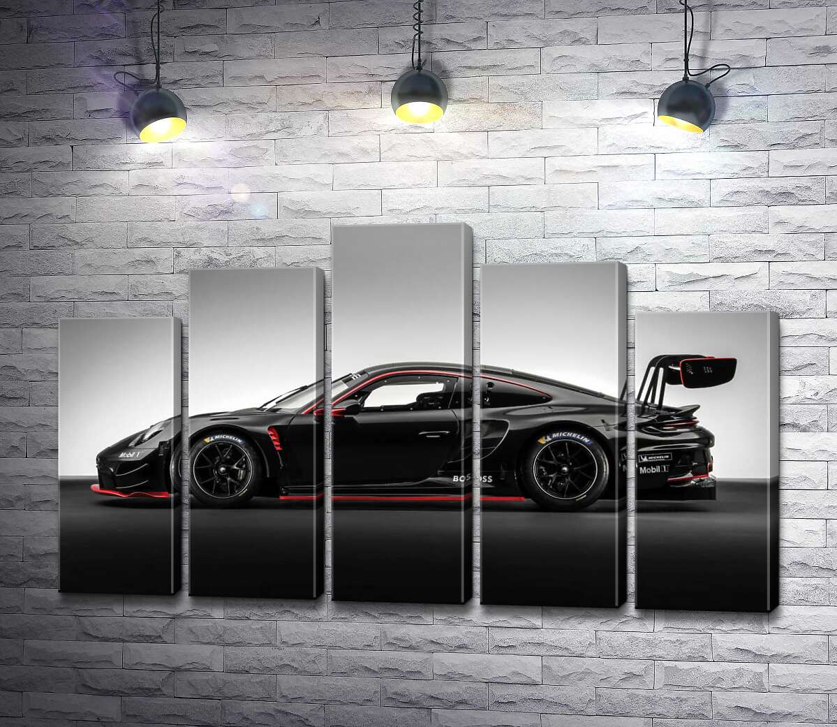 модульная картина Черный спорткар Porsche 911 GT3 R (Модуль №29)