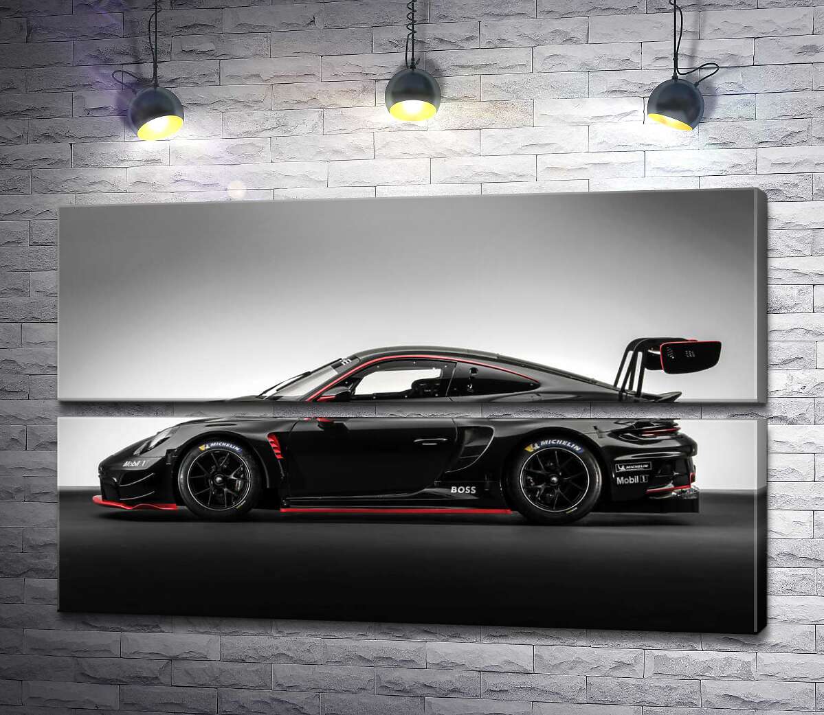 модульная картина Черный спорткар Porsche 911 GT3 R (Модуль №7)