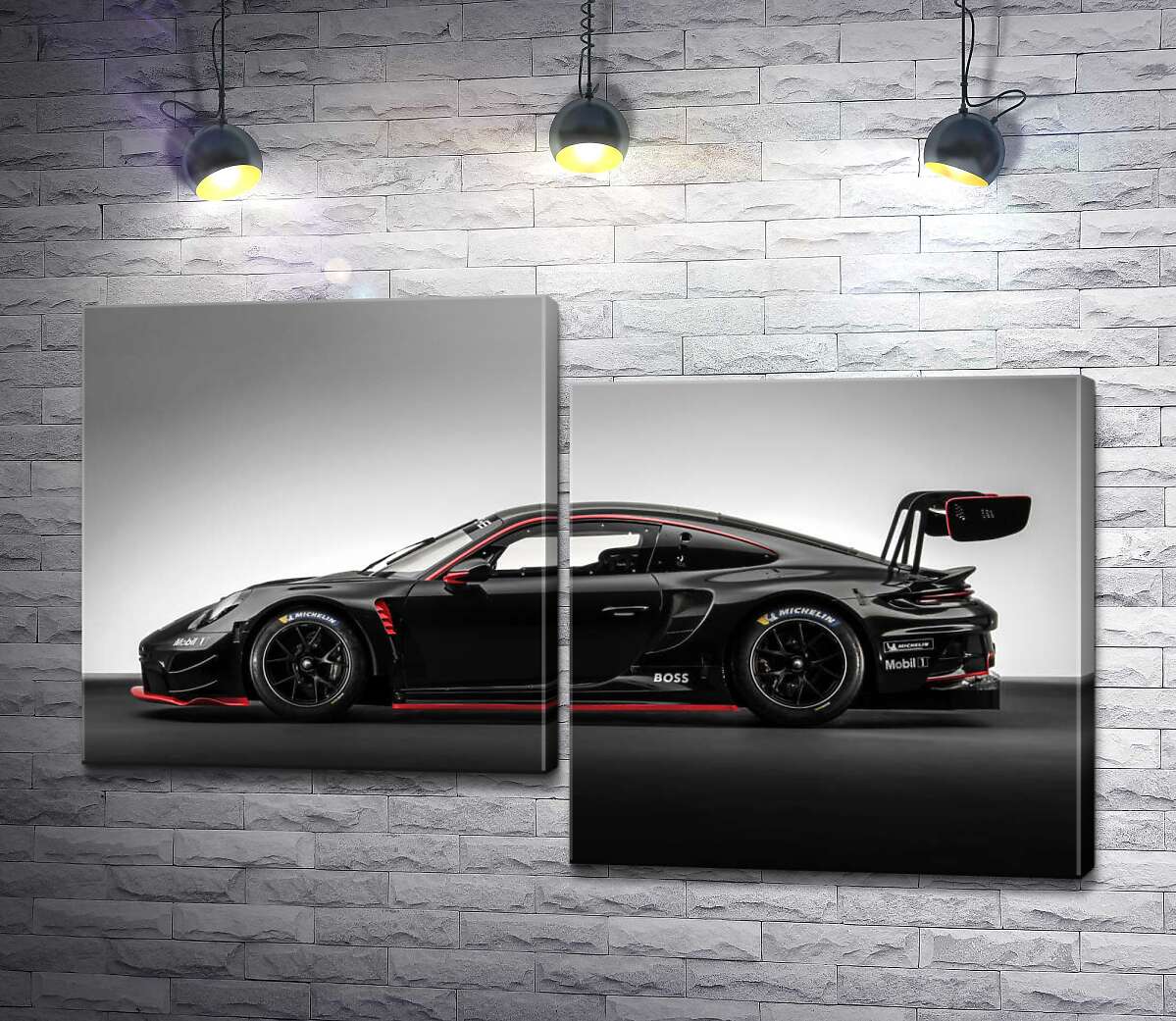 модульна картина Чорний спорткар Porsche 911 GT3 R (Модуль №9)