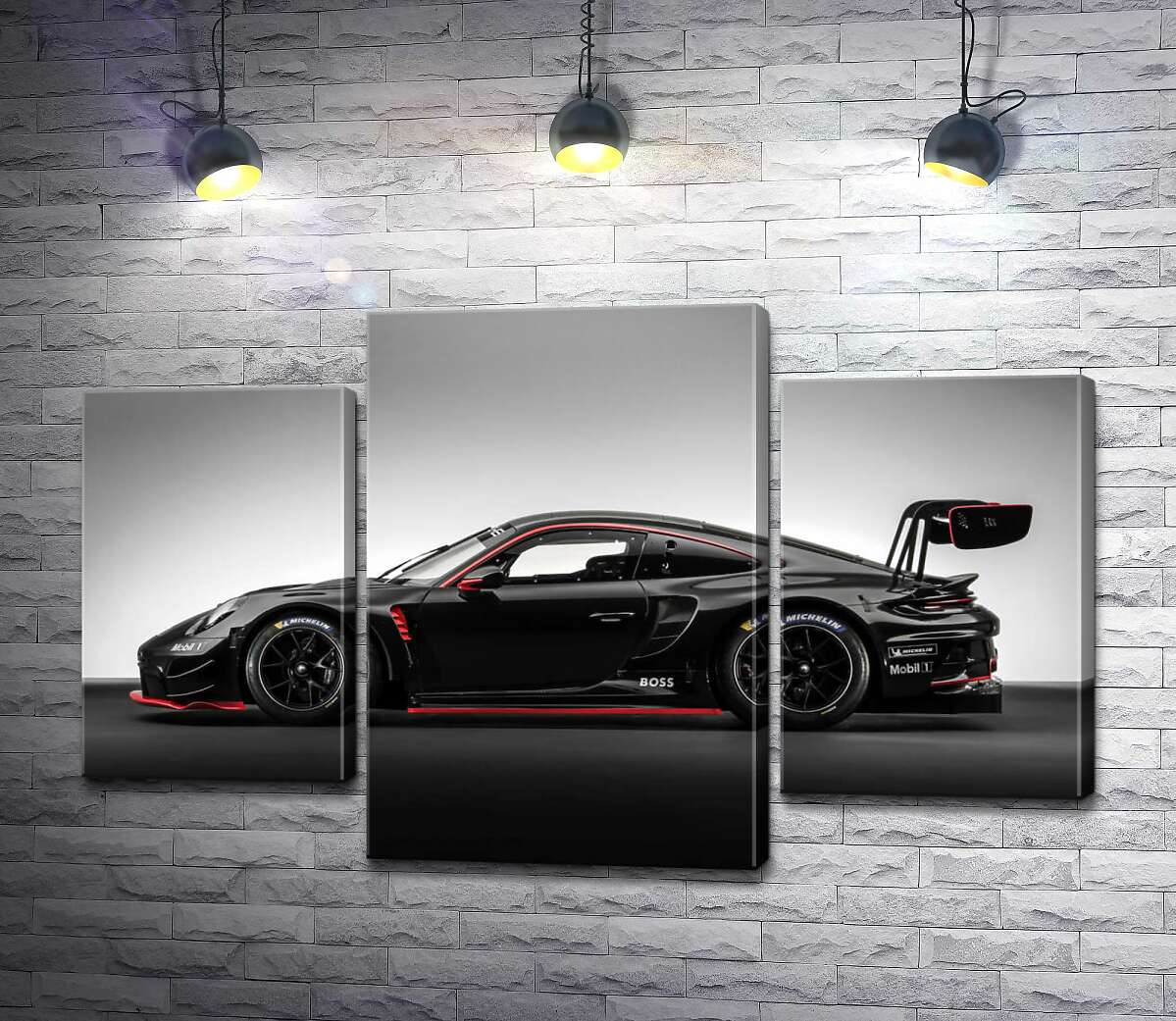 модульна картина Чорний спорткар Porsche 911 GT3 R (Модуль №10)