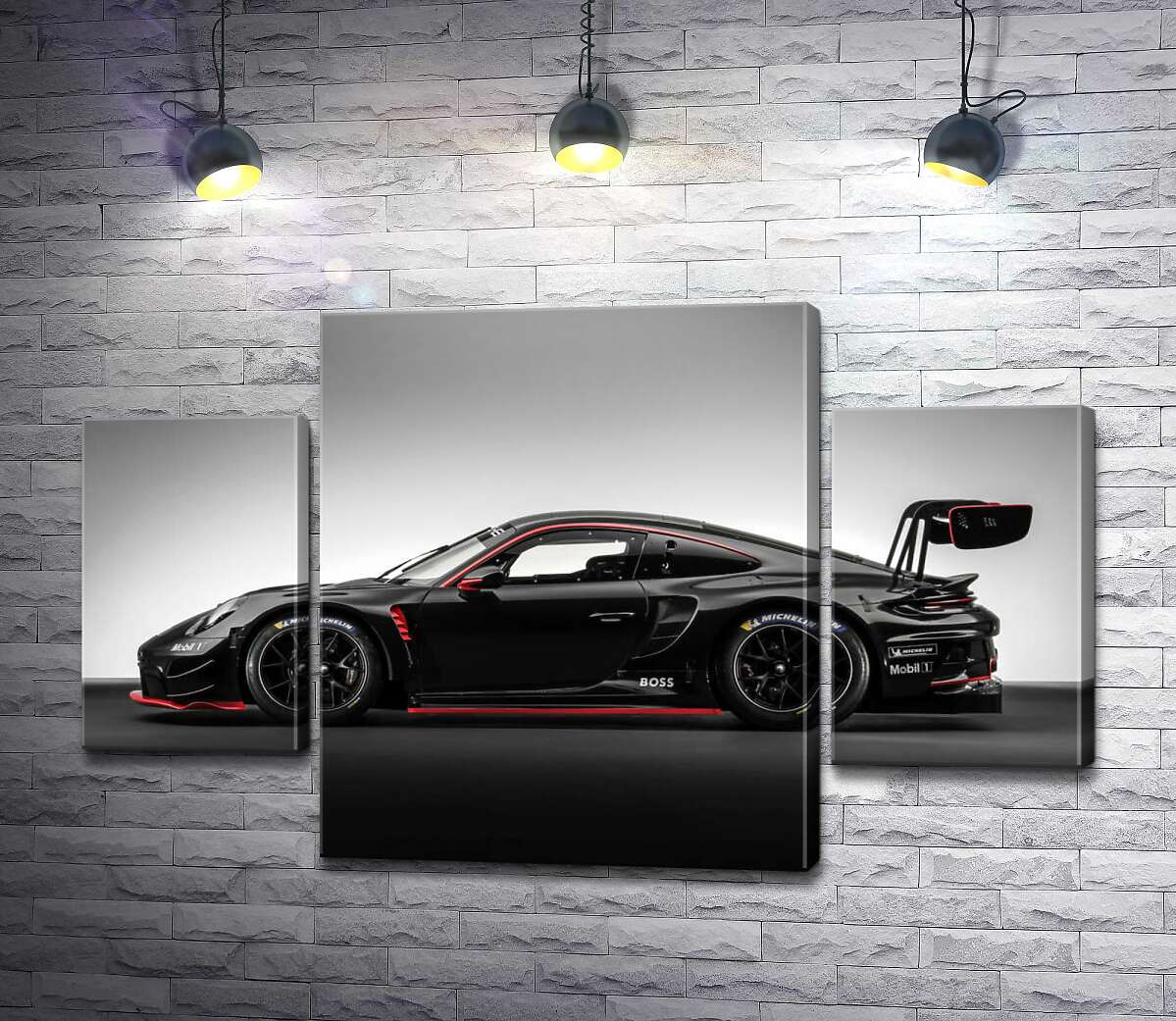 модульна картина Чорний спорткар Porsche 911 GT3 R (Модуль №5)
