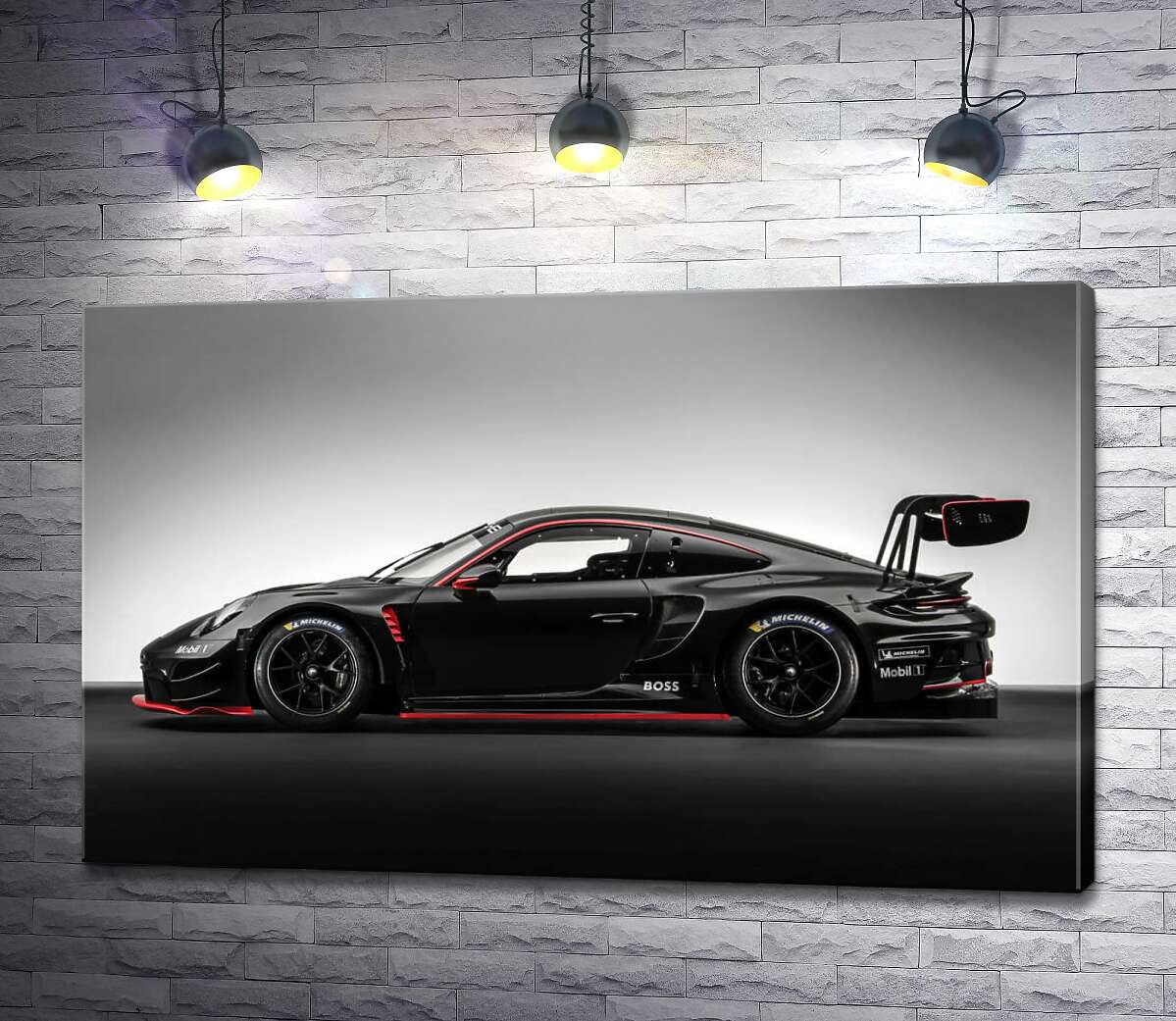 картина Черный спорткар Porsche 911 GT3 R