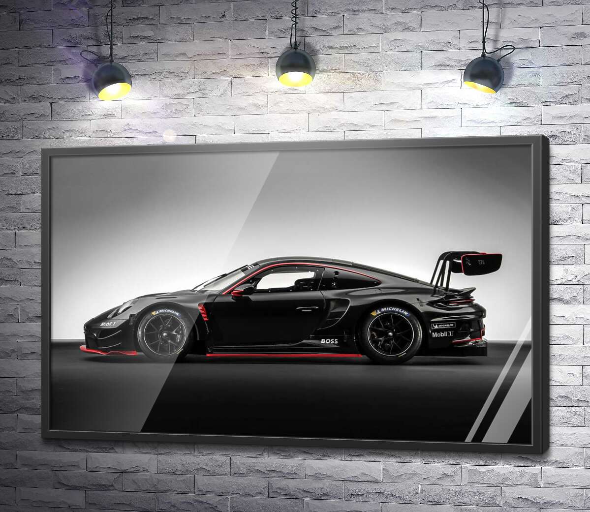 постер Чорний спорткар Porsche 911 GT3 R