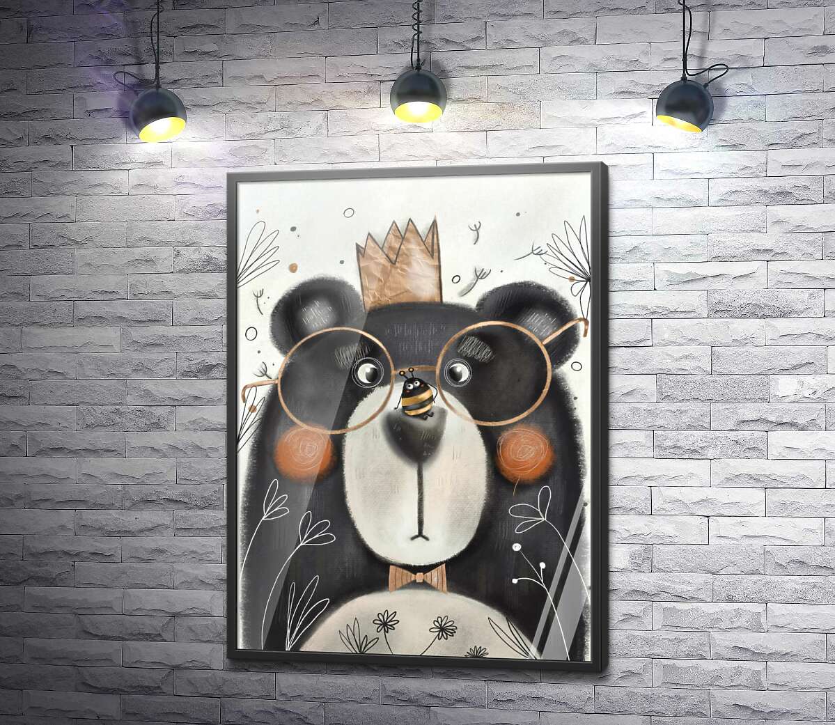 постер Застенчивый мишка с подружкой пчелкой