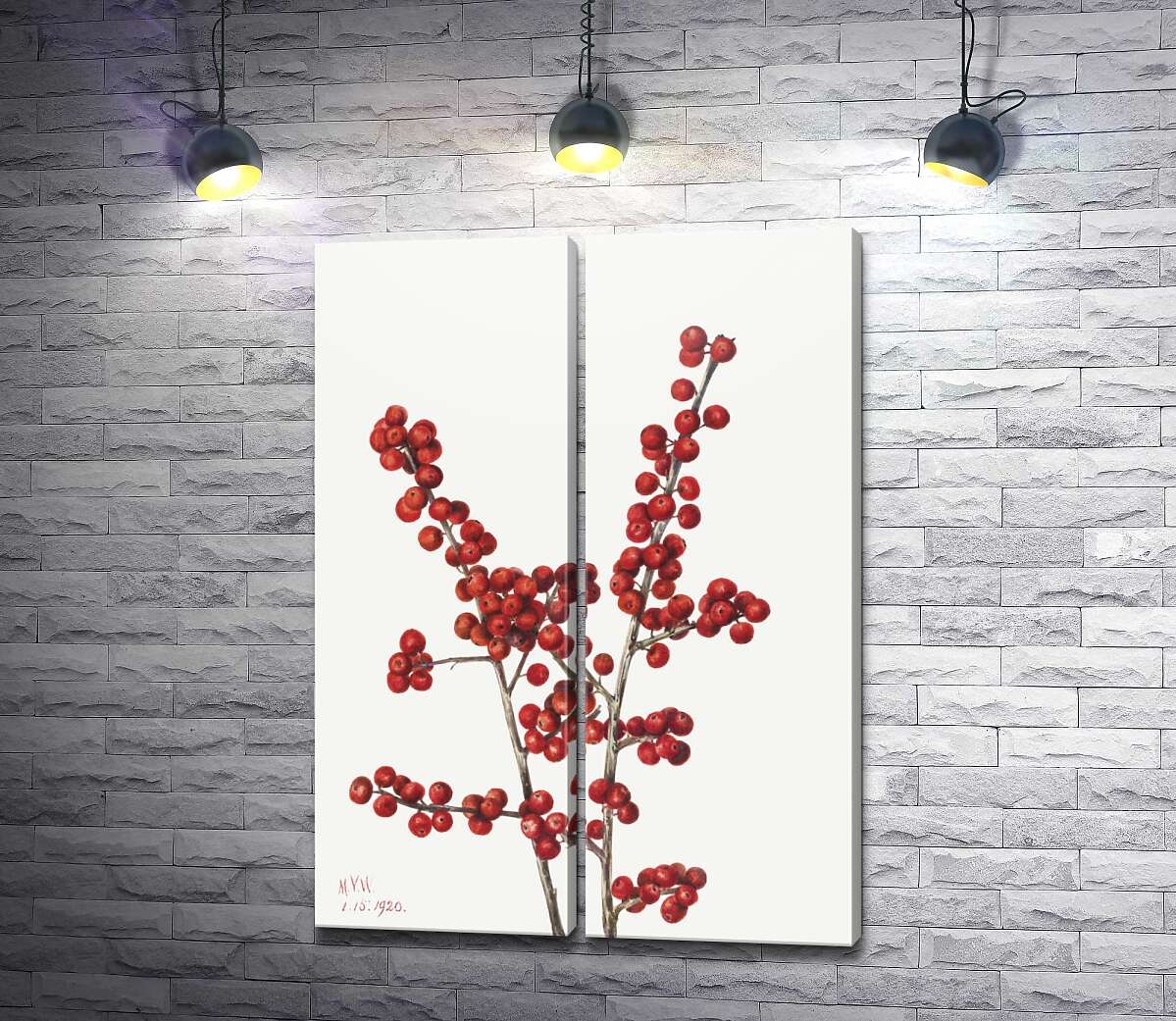 модульна картина Червоні зимові ягоди