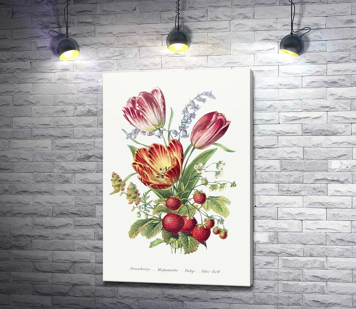 картина Букет из тюльпанов и спелой клубники