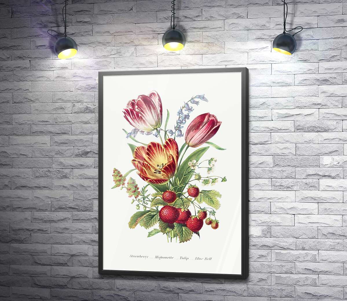постер Букет из тюльпанов и спелой клубники