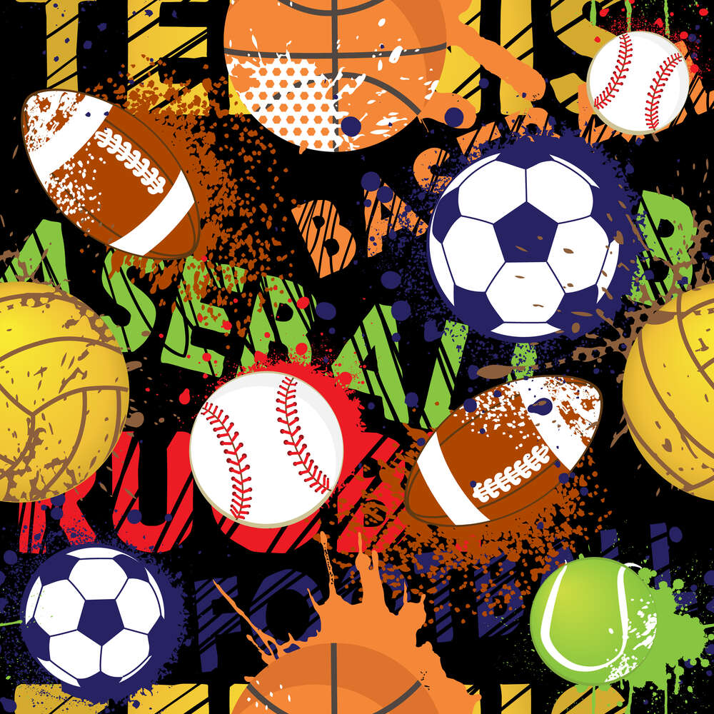 картина-постер Разные спортивные мячи