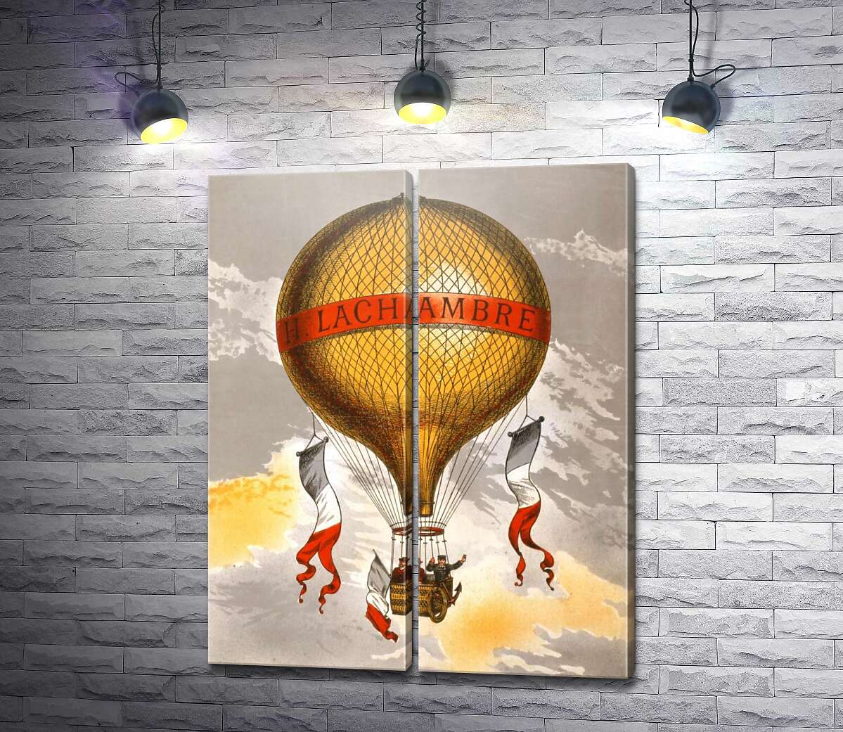 модульна картина Вінтажний плакат з французьким повітряною кулею