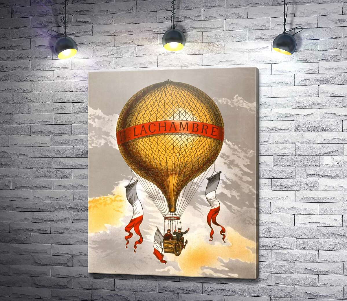 картина Винтажный плакат с французским воздушным шаром