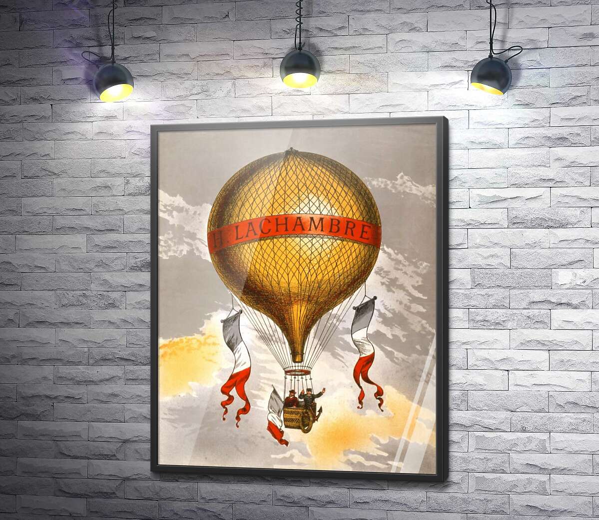 постер Винтажный плакат с французским воздушным шаром