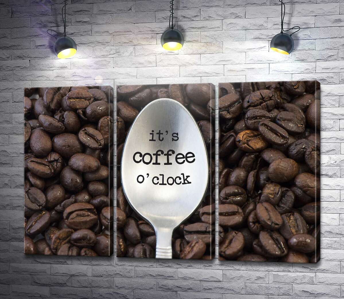 модульная картина Кофейная ложка с надписью: "it's coffee o'clock" (Модуль №2)