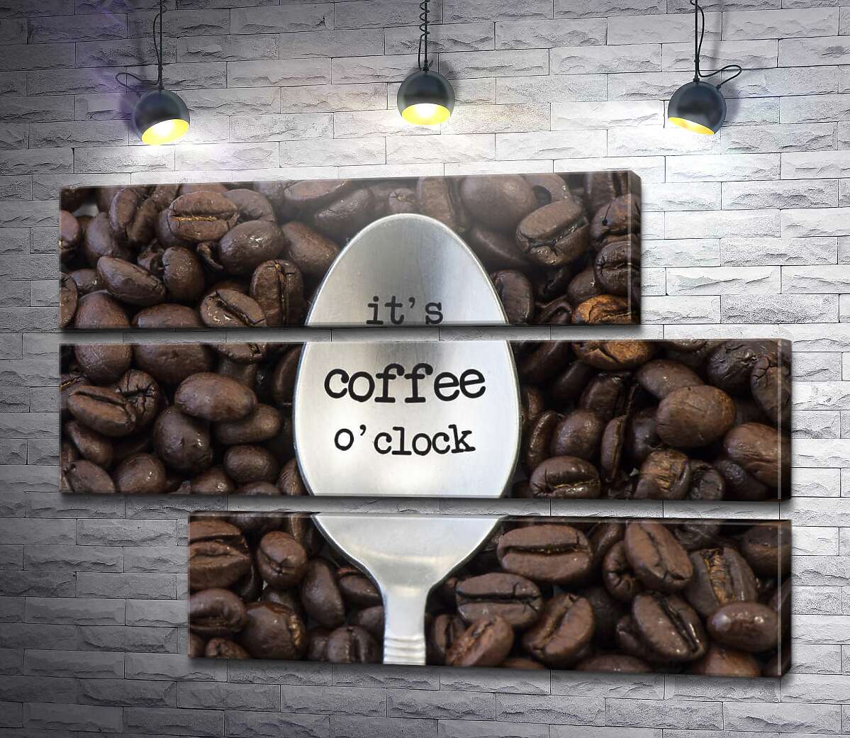 модульная картина Кофейная ложка с надписью: "it's coffee o'clock" (Модуль №16)
