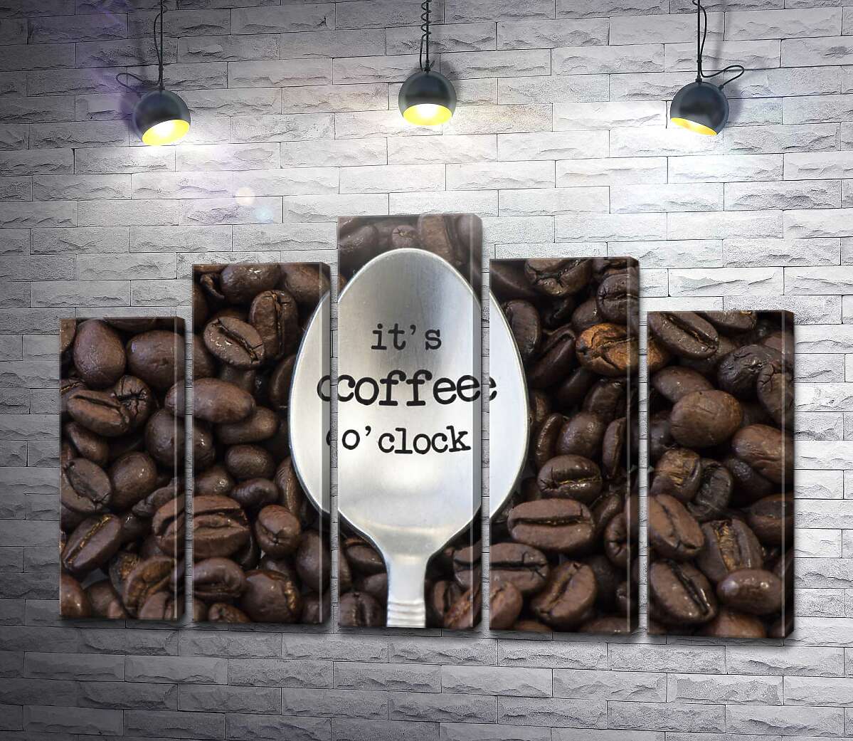 модульная картина Кофейная ложка с надписью: "it's coffee o'clock" (Модуль №29)