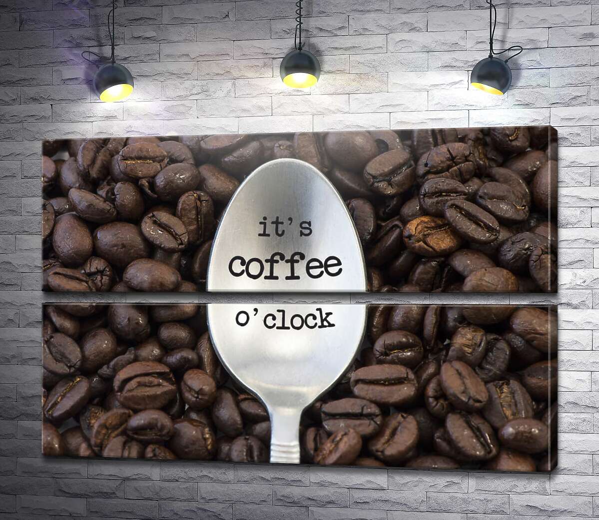 модульная картина Кофейная ложка с надписью: "it's coffee o'clock" (Модуль №7)