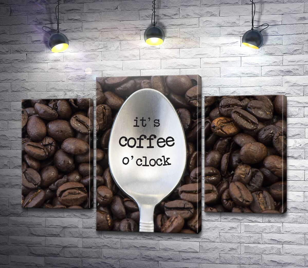 модульная картина Кофейная ложка с надписью: "it's coffee o'clock" (Модуль №10)