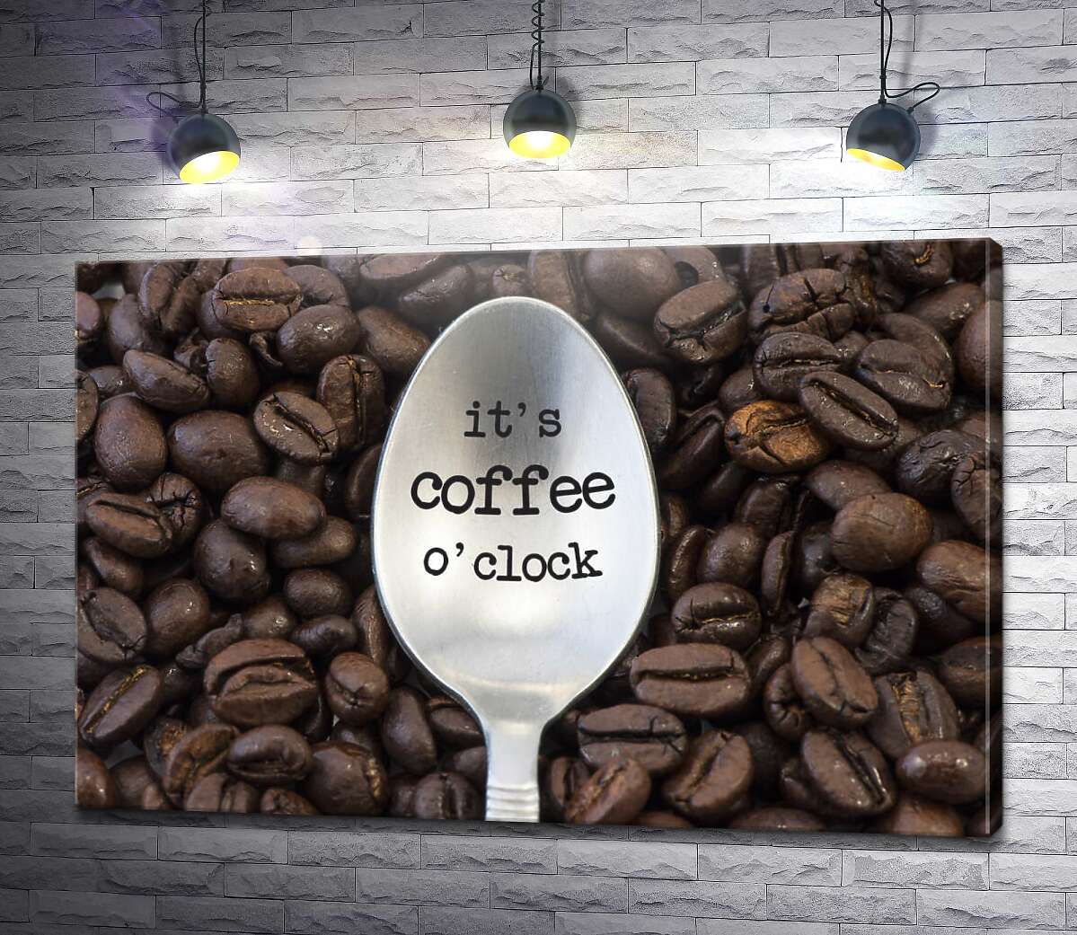 картина Кавова ложка з написом: "it's coffee o'clock"