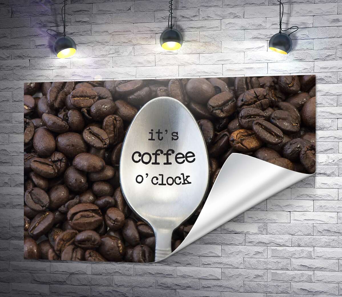 печать Кофейная ложка с надписью: "it's coffee o'clock"