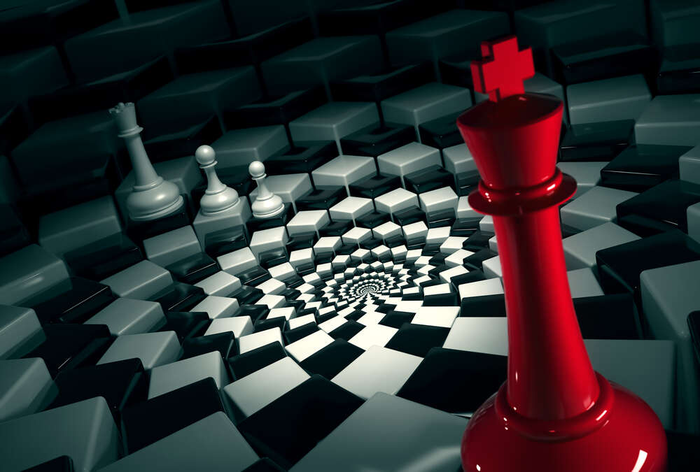 картина-постер Шахматная доска закрученная в спираль