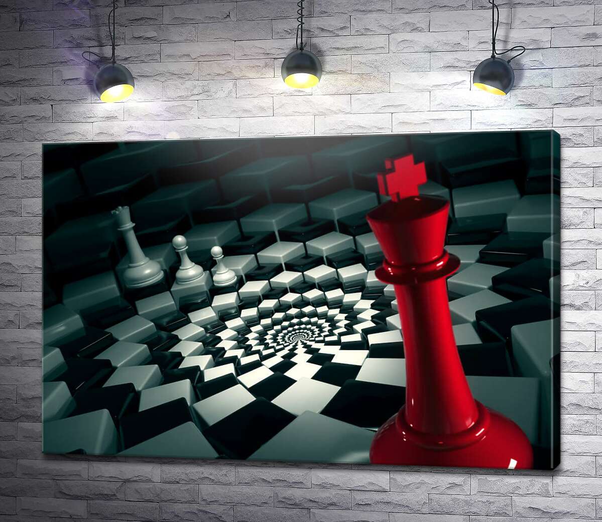 картина Шахматная доска закрученная в спираль