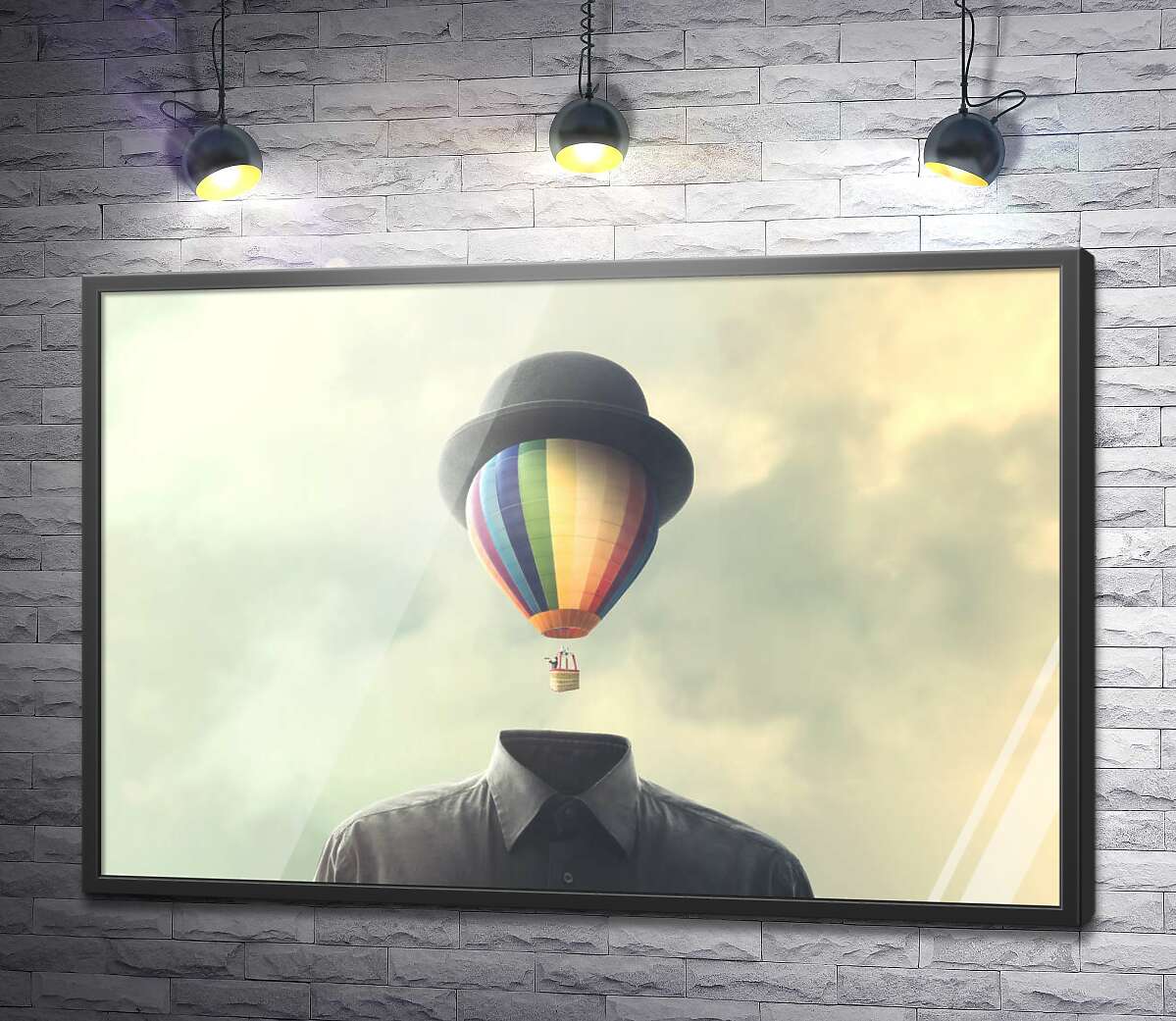 постер Воздушный шар под шляпой котелком